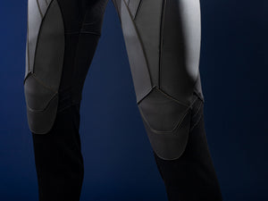 Nightwing cosplay costume - Boots and lower leg detail with black armor panels