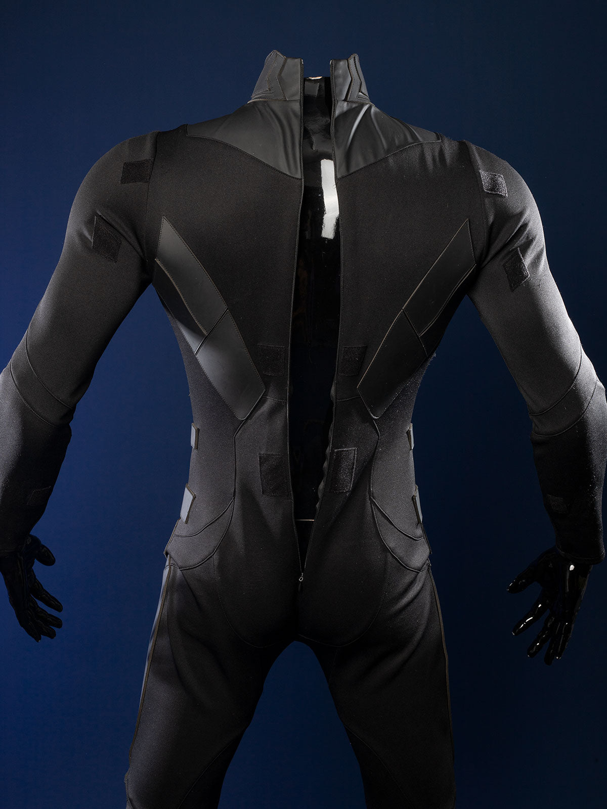 Nightwing cosplay costume - Full front view showing black undersuit without armor