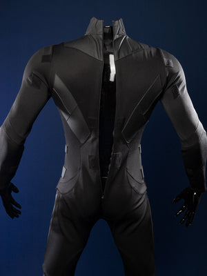 Nightwing cosplay costume - Full front view showing black undersuit without armor