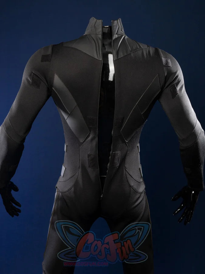 Nightwing cosplay costume - Full front view showing black undersuit without armor