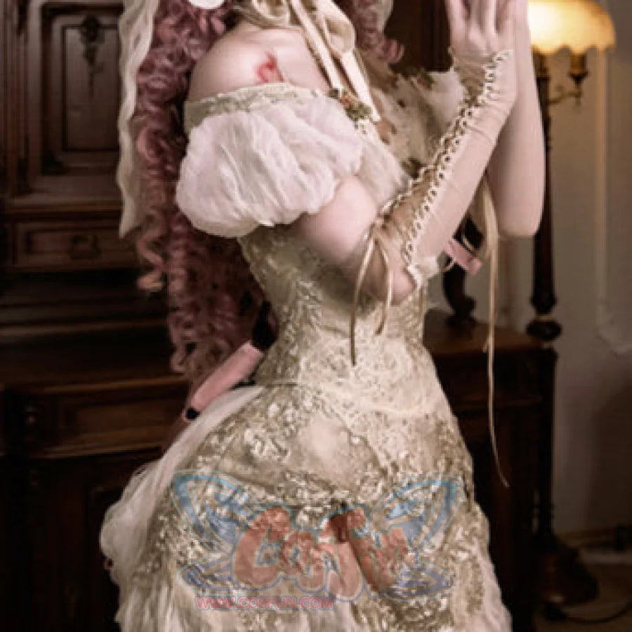 Rococo Duchess Vintage Elegant Off-Shoulder Puff Sleeve Mesh Top