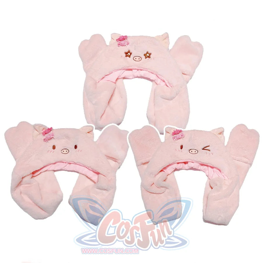 Lovely Winter Woolen Pig Hat Scarf