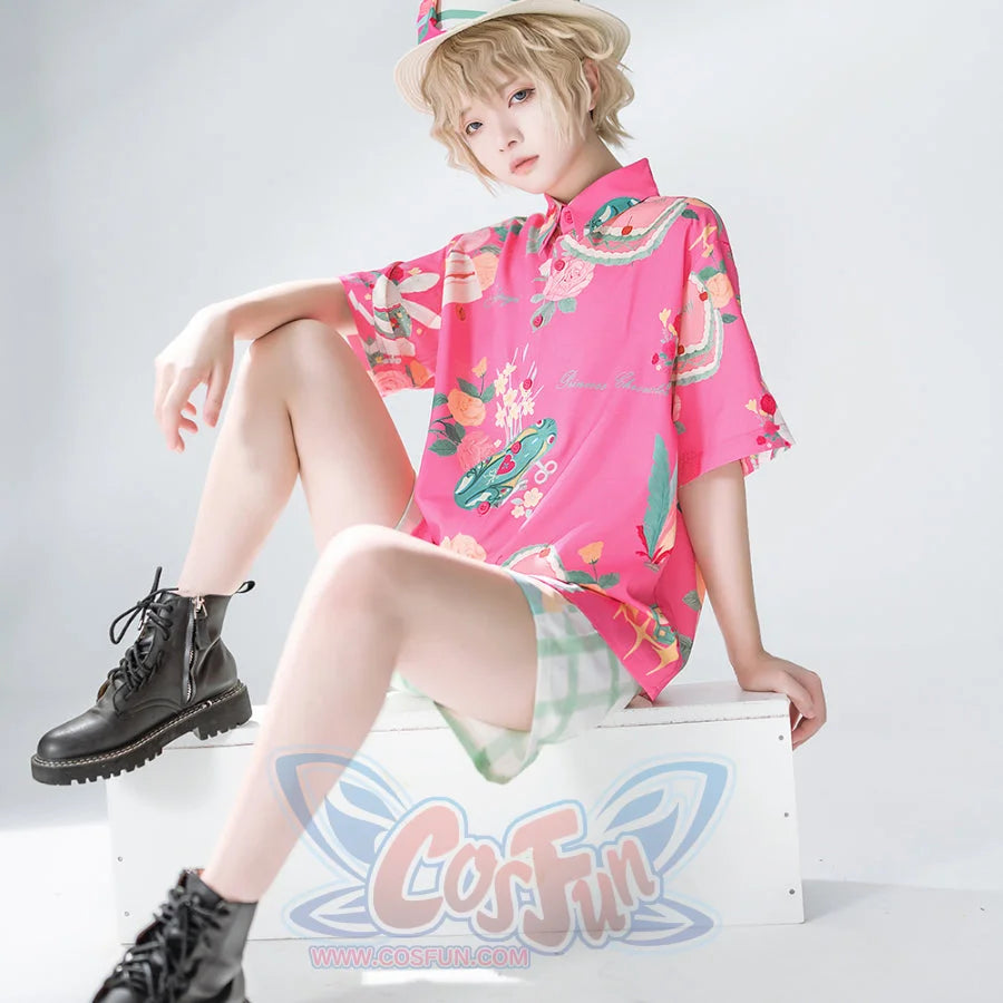 Summer Daily Vintage Loose Lolita Printed Shirt and Shorts