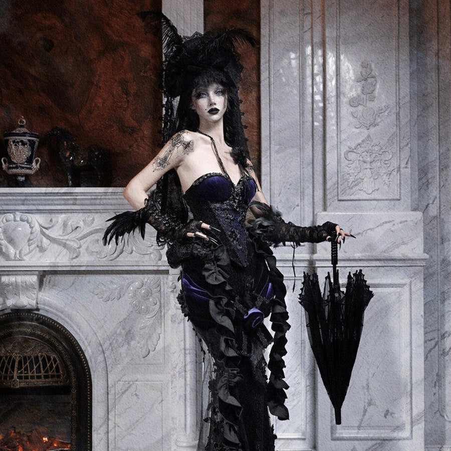 Elegy Day Gothic Shimmer Velvet Bustier Corset Top
