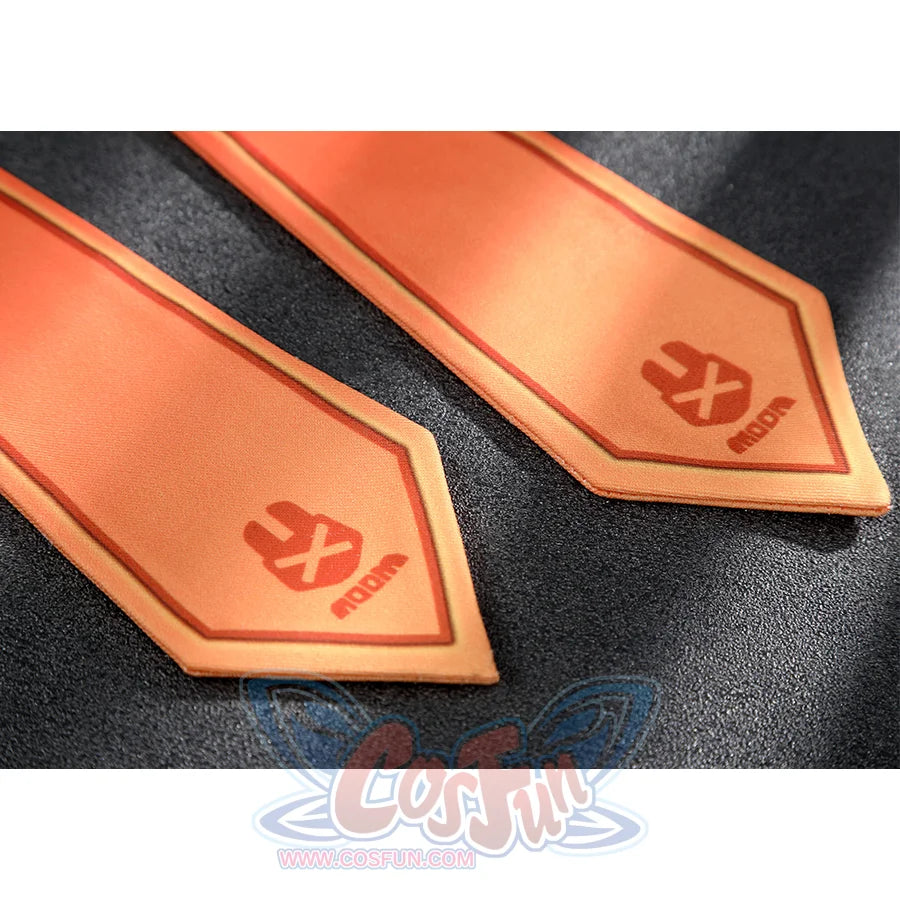 Zhao cosplay costume orange shield-shaped body accessories with embossed logo and decorative border trim