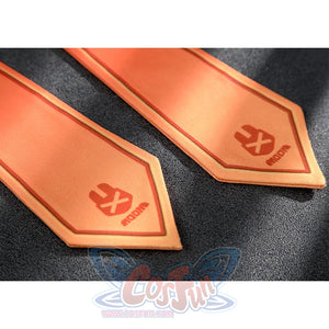 Zhao cosplay costume orange shield-shaped body accessories with embossed logo and decorative border trim