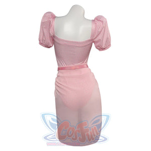 2023 Barbie Movie Basic Pink Plaid Cosplay Swimsuit C08345 Costumes