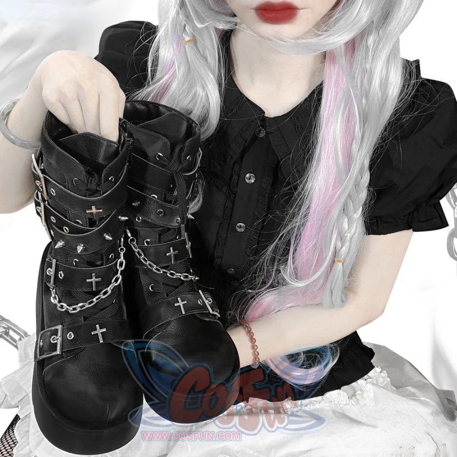 Original Spice Girl Lolita Round Toe Short Boots S22657 - cosfun