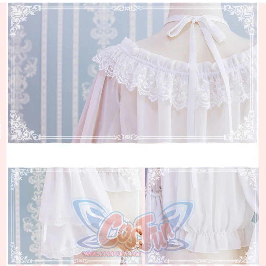 Chiffon Off Shoulder Lolita Long Sleeve Primer Shirt - cosfun