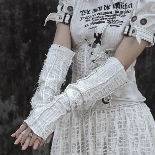 Ruffled Knit Raglan Punk Sleeve Covers - cosfun