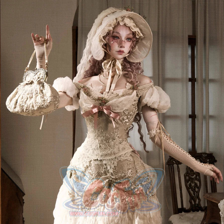 Rococo Duchess Vintage Elegant Off-Shoulder Puff Sleeve Mesh Top