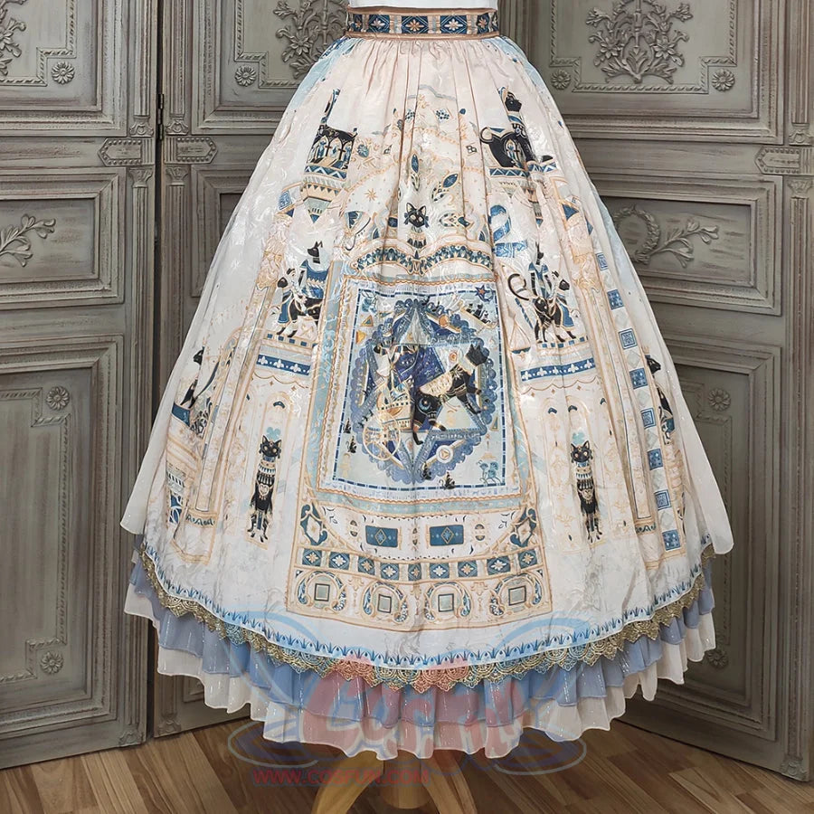 Egypt Style Gorgeous Side Opening Lolita Printed Skirt - cosfun
