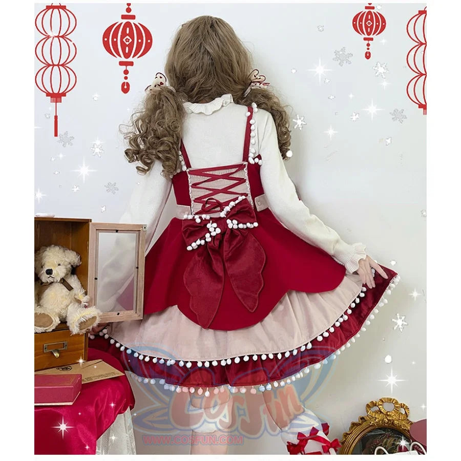 Winter Woolen Bow Sweet and Lovely Lolita Dress - cosfun