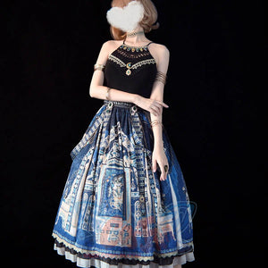 Egypt Style Gorgeous Side Opening Lolita Printed Skirt - cosfun