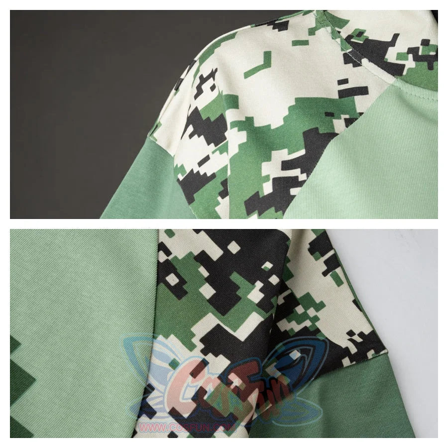 The upper and lower parts are close - ups of the cuffs in light green and dark green respectively, presenting the fabric texture and stitching process of different green tones.