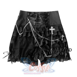Gothic Chain Multilayer Lace Short Pantskirt