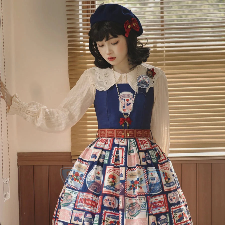 American Style Vintage Daily Lolita Jumper Skirt - cosfun