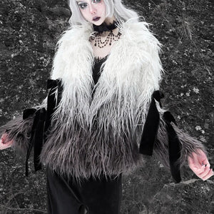 Winter Gothic Mongolian Fur Gradient Color Thickened Coat One Size