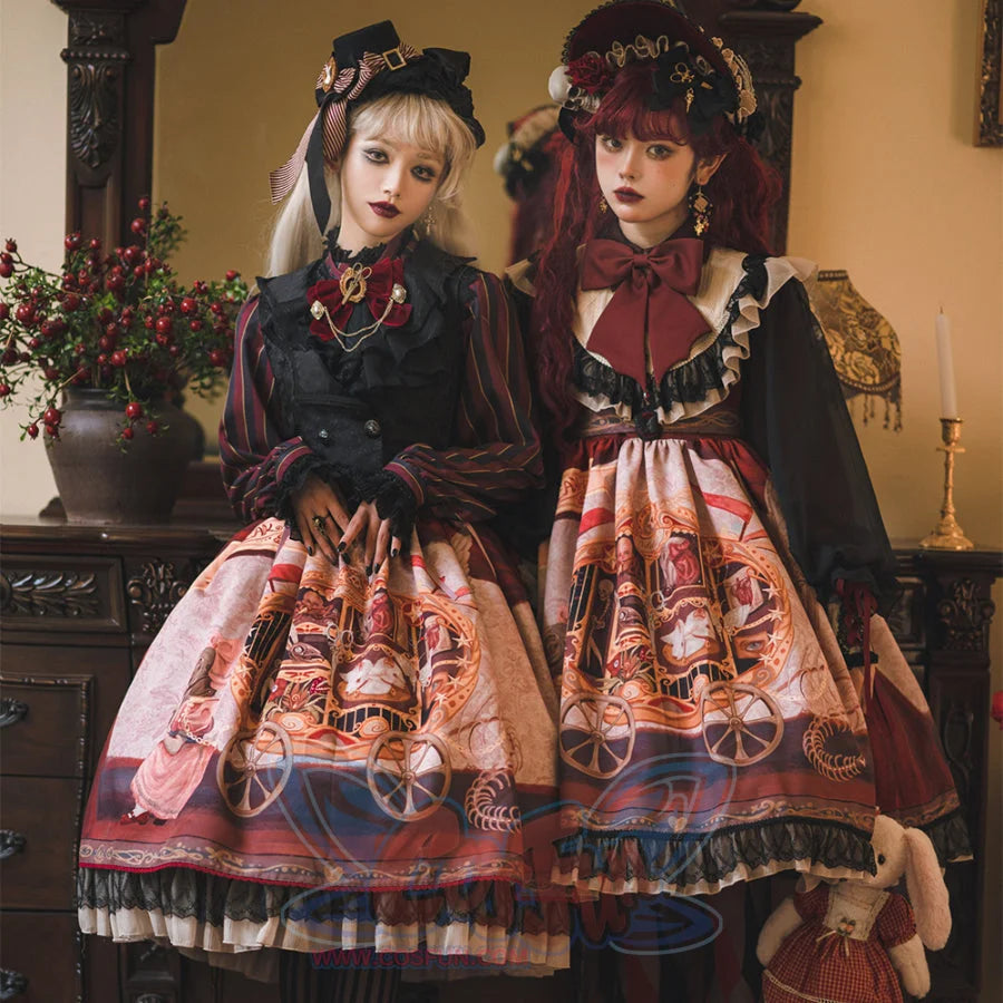 Gorgeous Gothic Lolita Drawstring Slim Skirt - cosfun