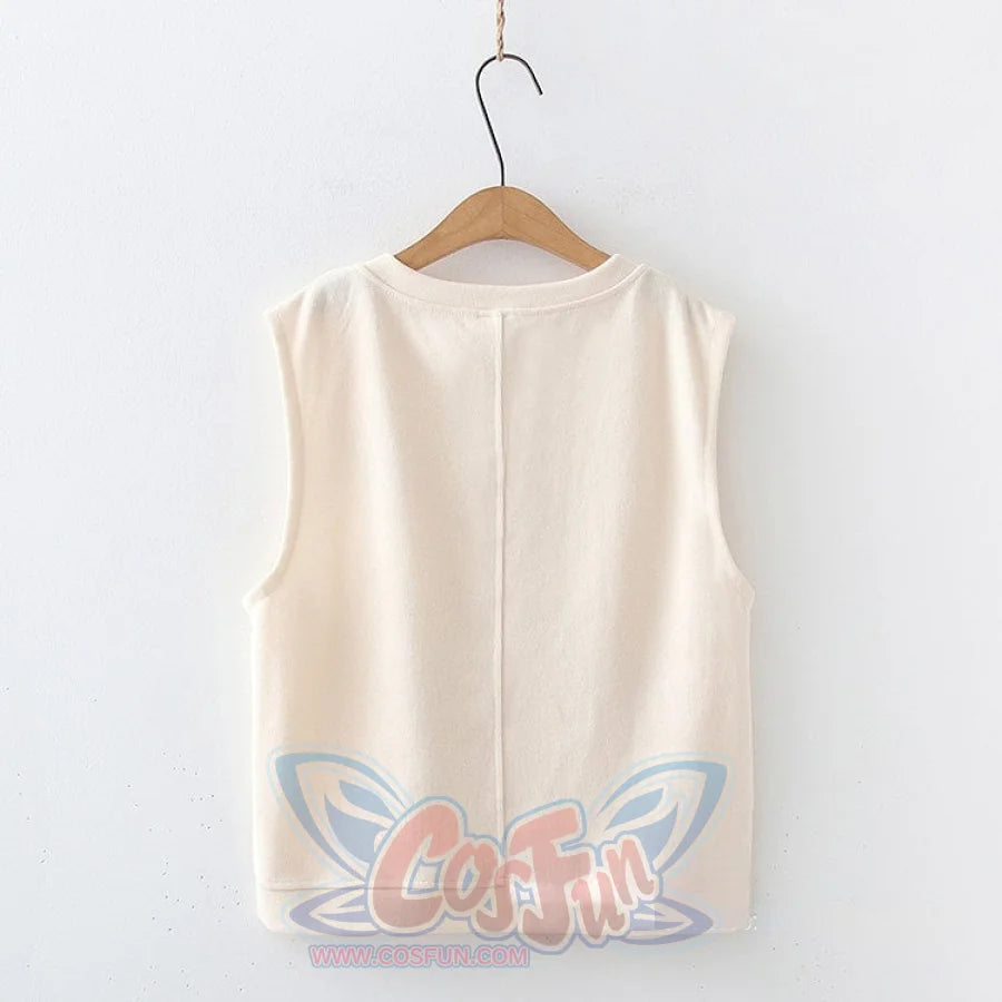 Cute Rabbit Ear Lace Plaid Shirt Knitted Vest Two-piece Set S22293