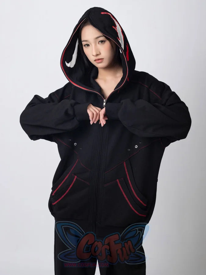 Cosfun Original Black Red Cosplay Hoodie Jacket A00005 Sweatshirt