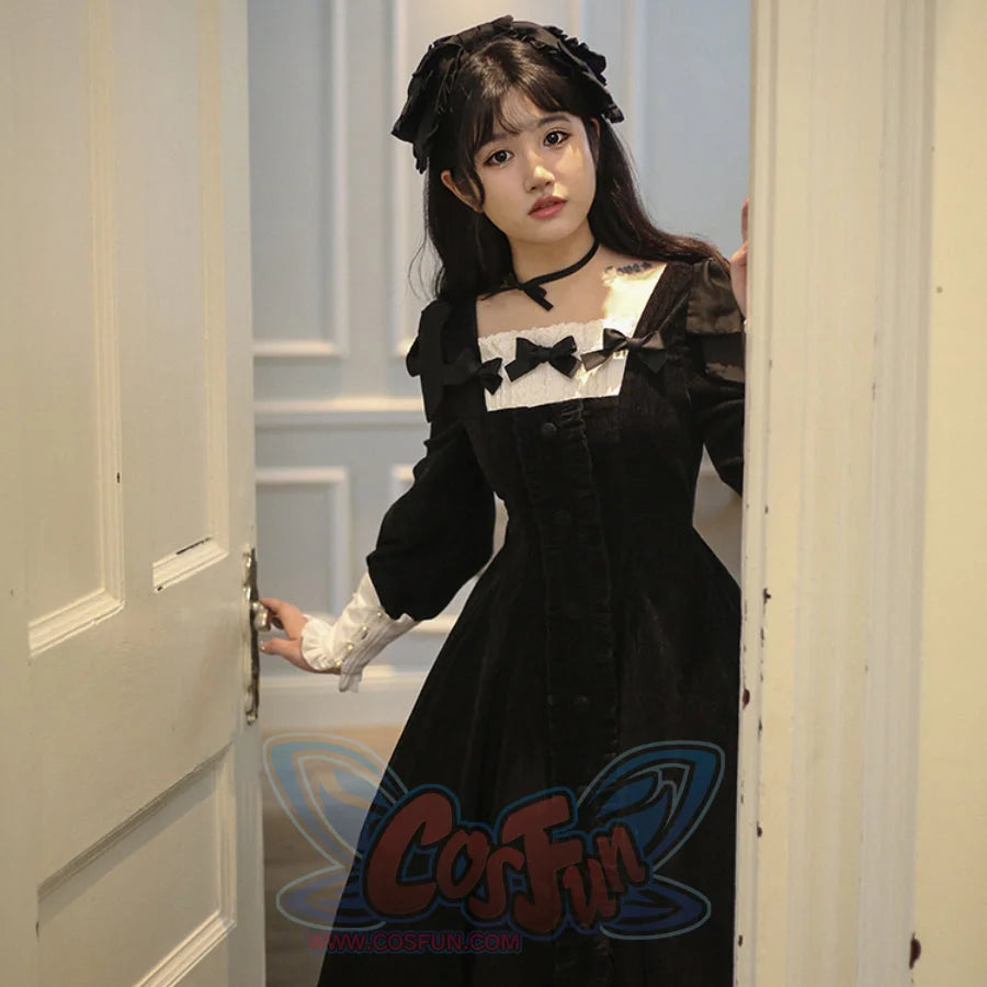 Lovely Elegant Lolita Large Size Slim Dress Black / S / Dress