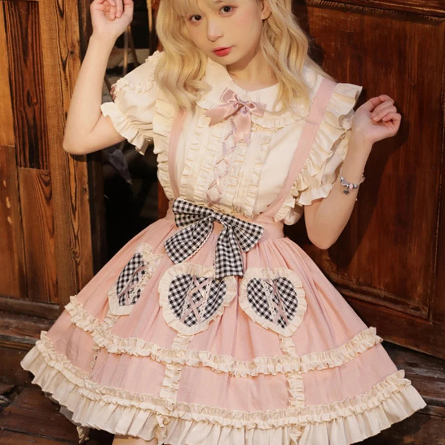 Daily Lovely High Waist Lolita Strap Skirt - cosfun