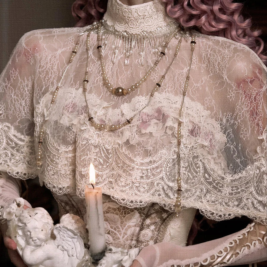 Rococo Duchess Vintage Lace Short Capelet Top Cape