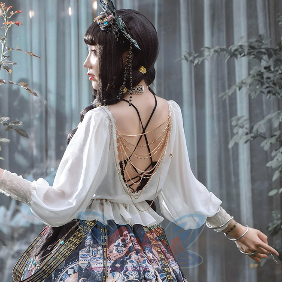 Egypt Style Lolita Backless Long Sleeve Smock and Vest