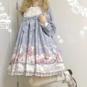 Snow Fox Lolita Long Sleeve Dress