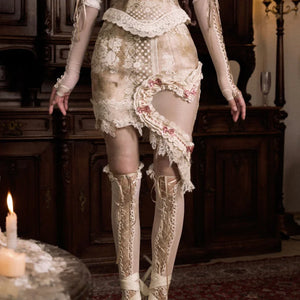 Rococo Duchess Vintage Heart Lace Bow Mini Skirt