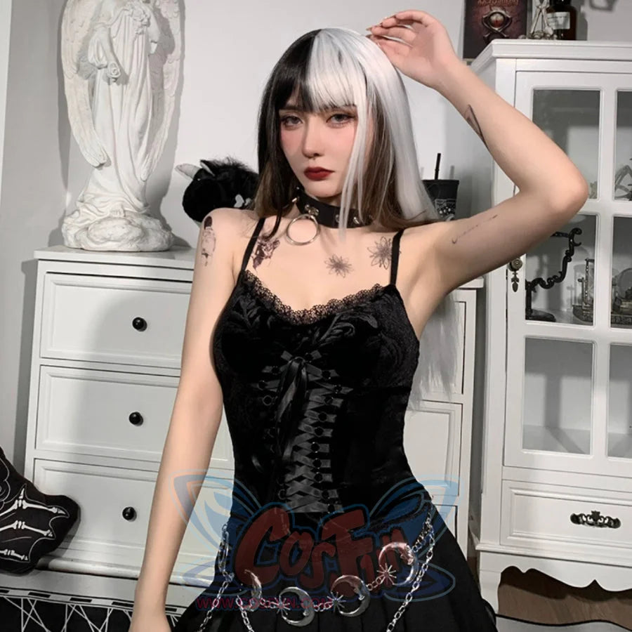 Summer Lace Up V Neck Slim Spaghetti Strap S22912