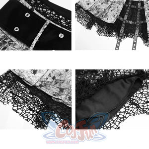 Spice Girl Gothic Fishnet Pleated Short Skirt