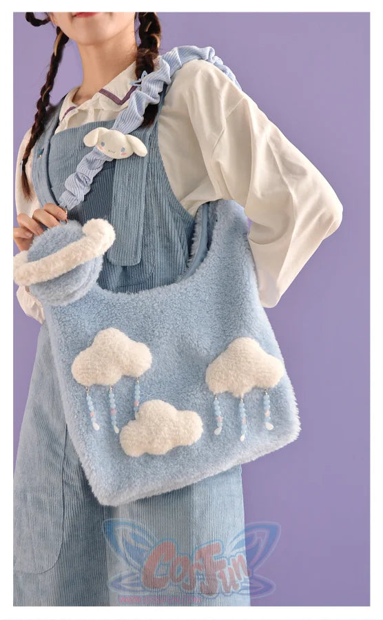 Blue Cloud Plush Large-Capacity Handbag S22426 - cosfun