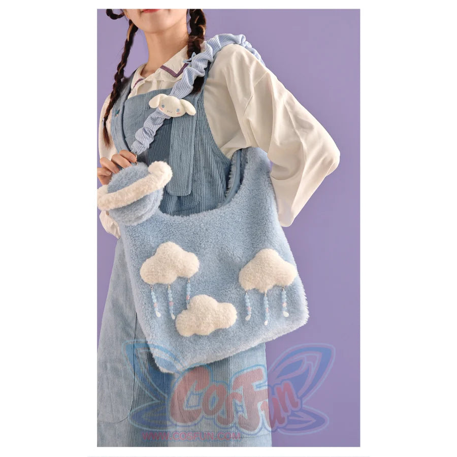Blue Cloud Plush Large-Capacity Handbag S22426 - cosfun