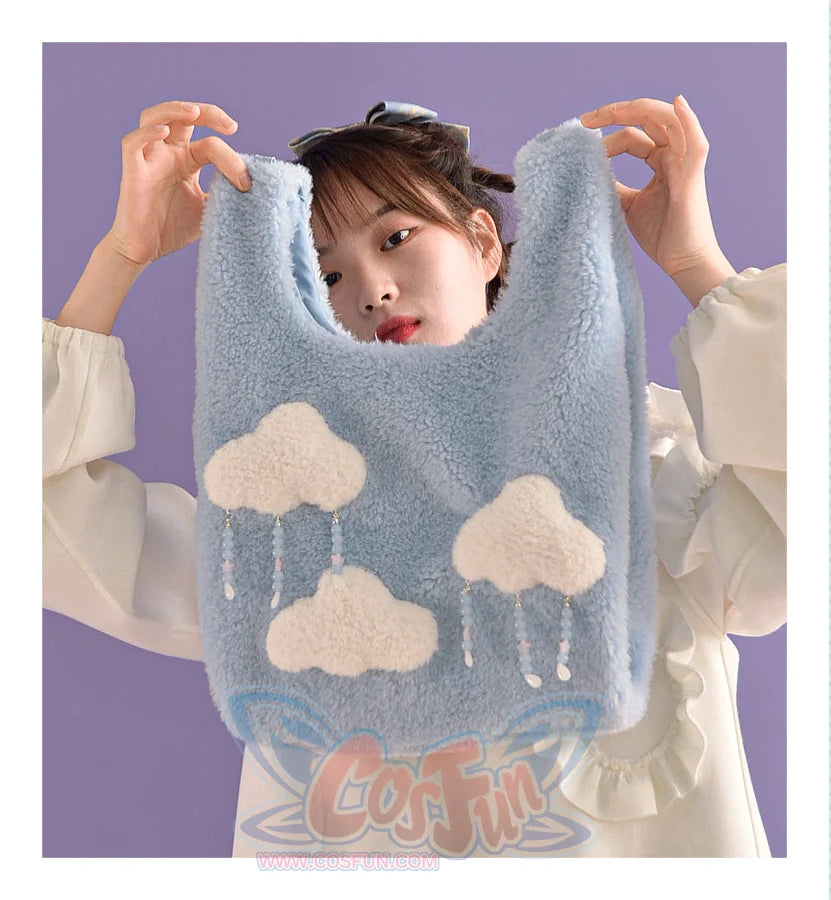 Blue Cloud Plush Large-Capacity Handbag S22426 - cosfun