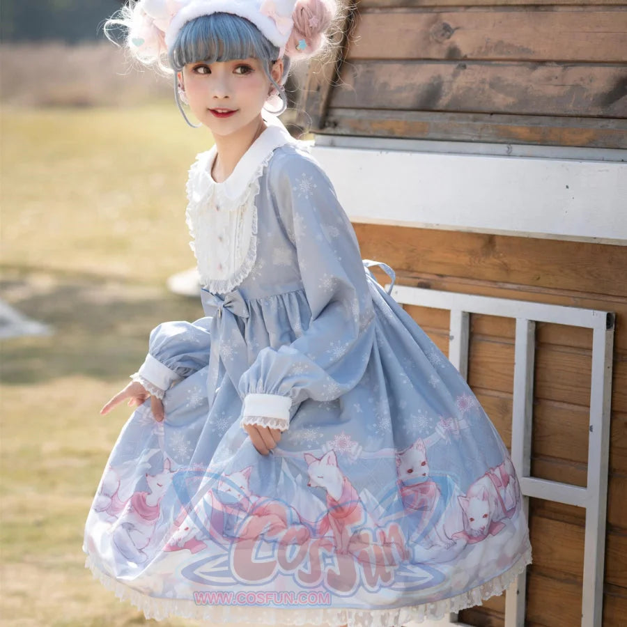 Snow Fox Lolita Long Sleeve Dress