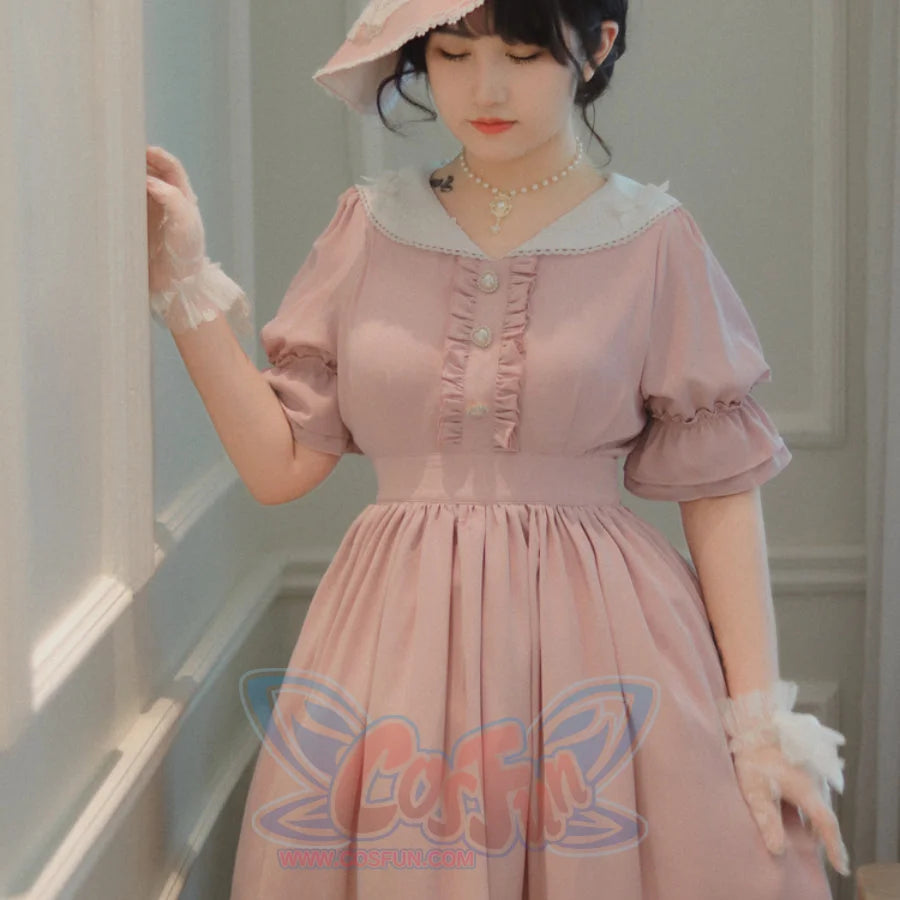 Elegant and Vintage Lolita Slim Dress Pink / S / Dress