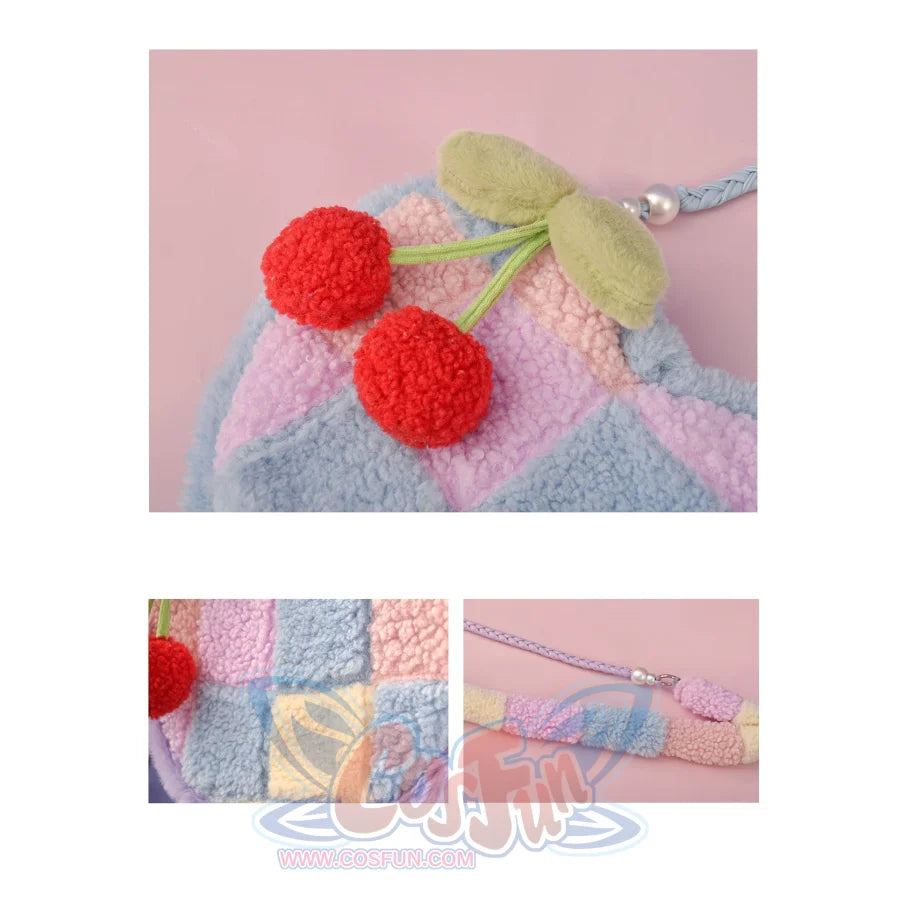 Heart-shaped Cherry Plush Shoulder Bag