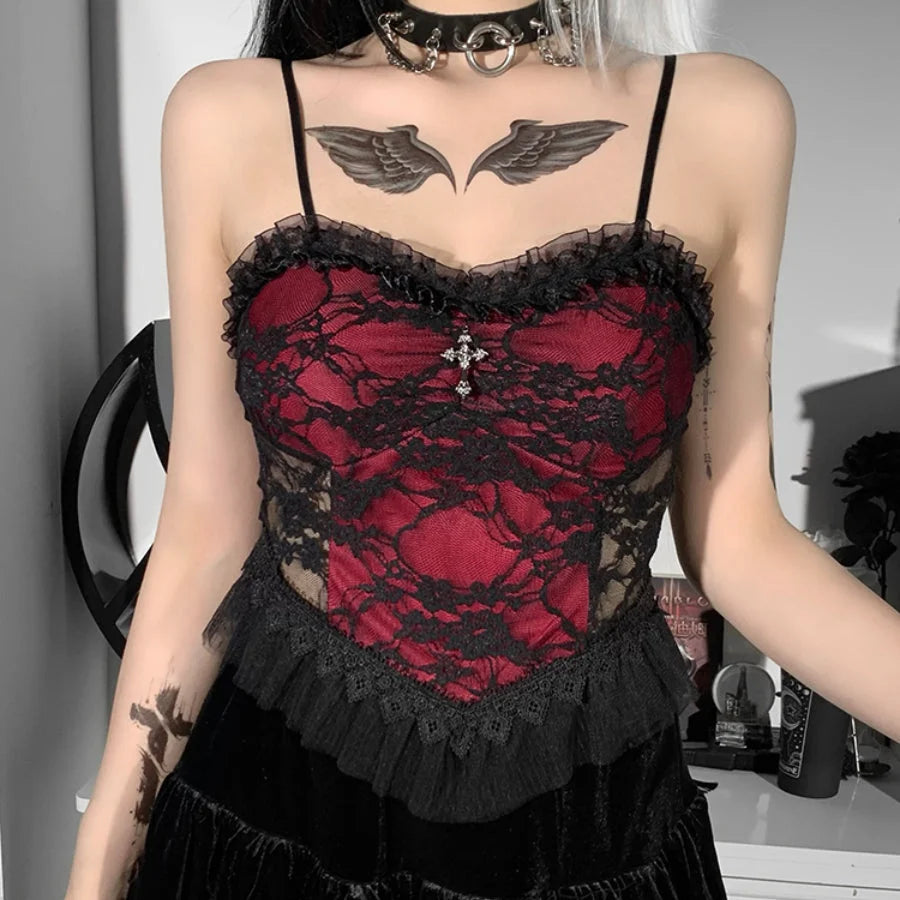 Cool And Sexy Hollow Out Lace Spaghetti Strap S