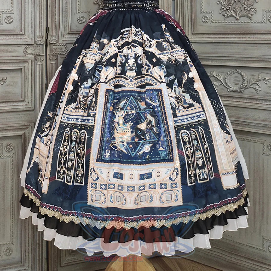Egypt Style Gorgeous Side Opening Lolita Printed Skirt - cosfun