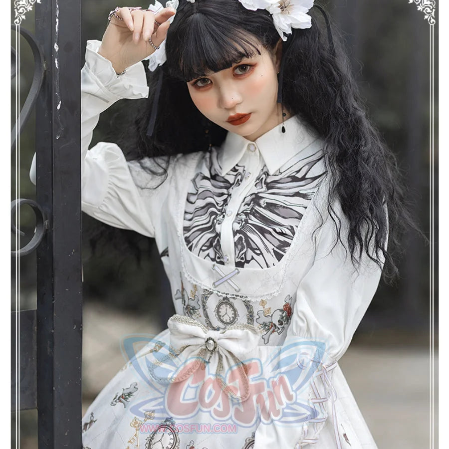 Vintage Gothic Lolita Jumper Skirt and Long-sleeved Shirt