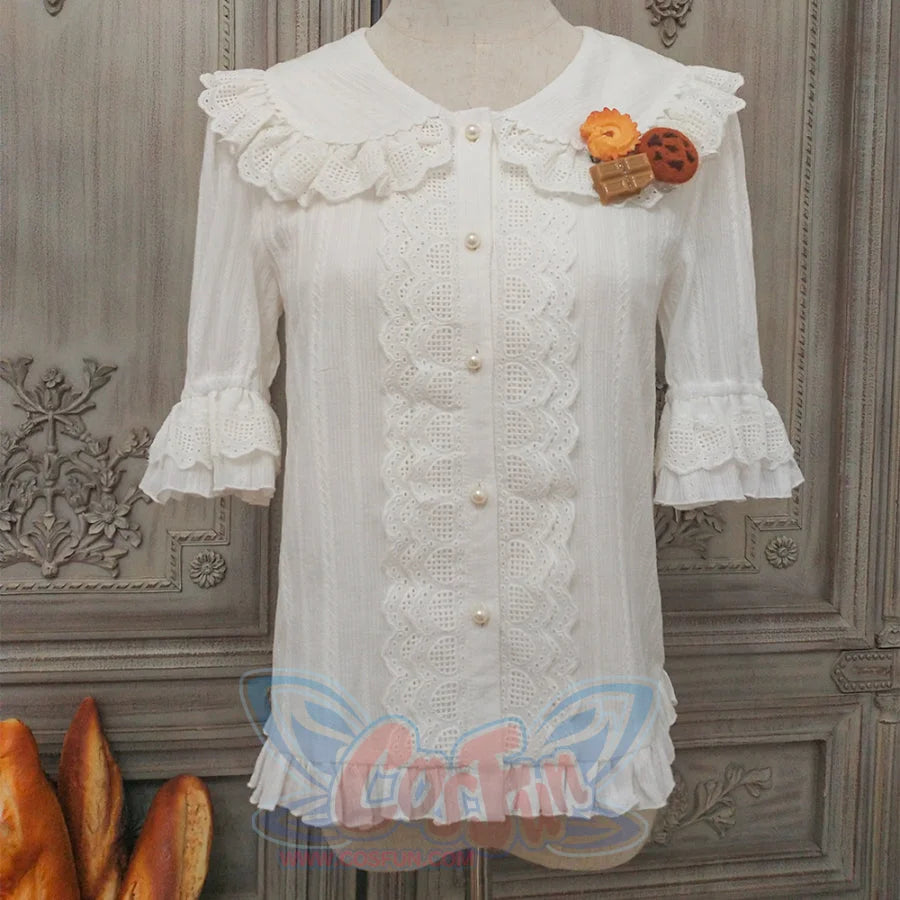 Chocolate Daily Sweet and Lovely Lolita Short Sleeve Shirt Milky White / XS