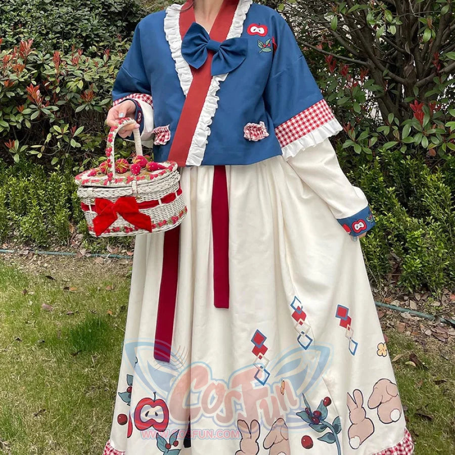 Fairy Tale Snow Print Skirt Cute Han Chinese Clothing Han Element Coat Half Skirt Skirt