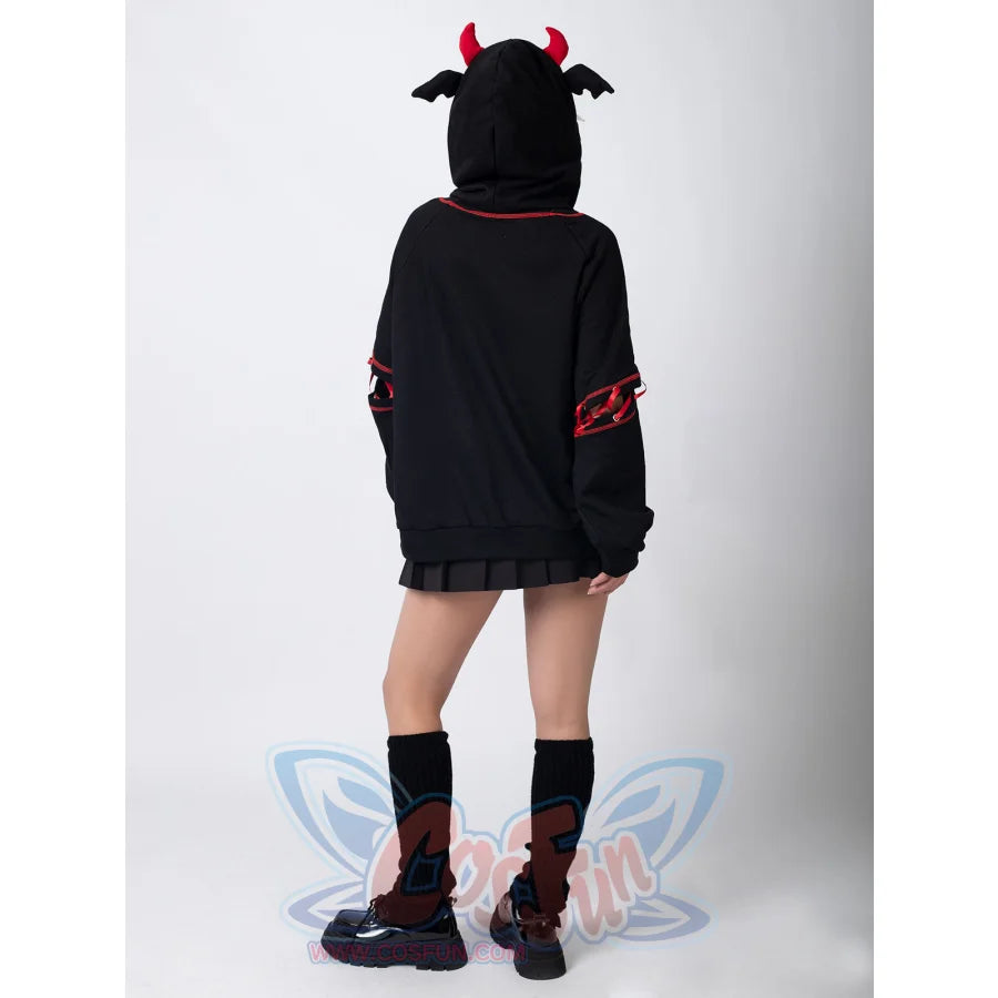 【READY TO SHIP + FREE SHIPPING】COSFUN Original Halloween Animal Tales Demon Bat Black Full Zip Hoodie Sweatshirt IF0003