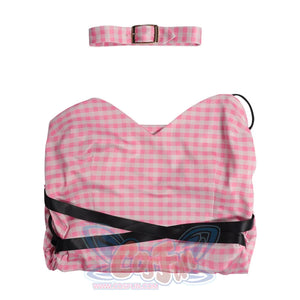 2023 Barbie Movie Basic Pink Plaid Sling Cosplay Swimsuit C08346 Costumes