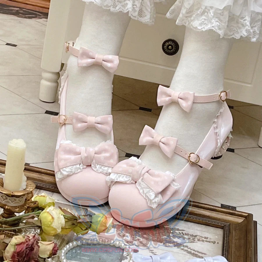 Sweet Middle-heeled Round Toe Lolita Shoes Pink / 34