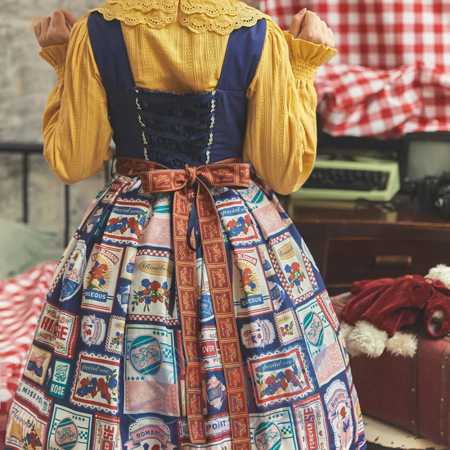 American Style Vintage Daily Lolita Jumper Skirt - cosfun