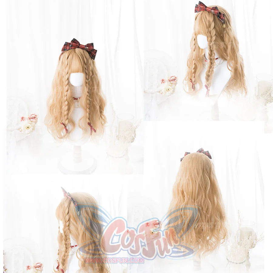 Harajuku Style Soft Girl Long Brunches Curly Wig S22902 White Tea Color