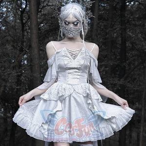 Summer Gothic Dragon Scale Lace-Up Flying Sleeve Dress